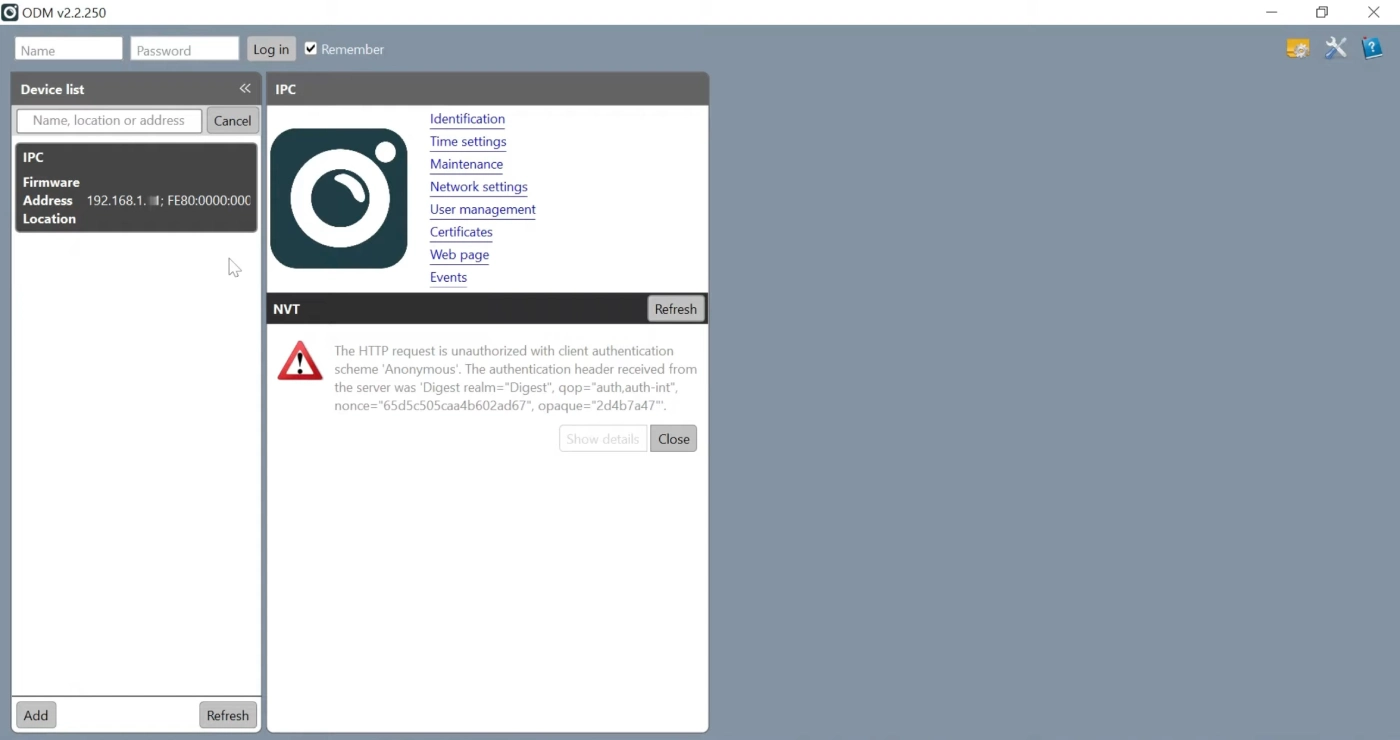 Onvif Device Manager Interface